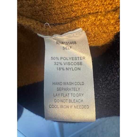 Fate Striped Open Front Cardigan Sweater Medium Brown Navy Cream Cozy Pockets - Picture 5 of 5